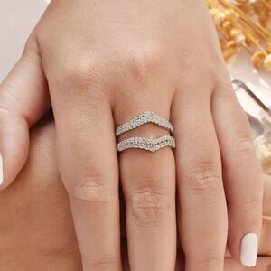 NEW 925 Sterling Silver Diamond Bridal Ring Enhancer Guard for Engagement Rings